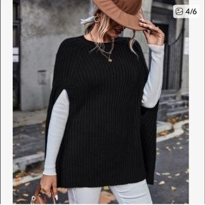 Zara Black Ribbed Ponch Top Large